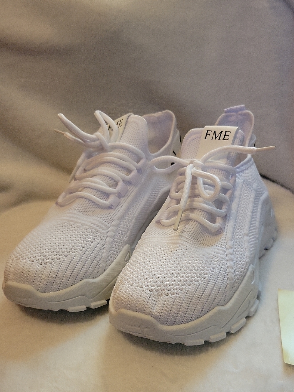 ME Makeover Essentials Women's White Knit Sneakers